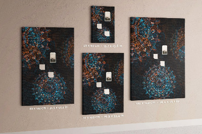 Cork notice board Intricate mandala patterns on a dark background