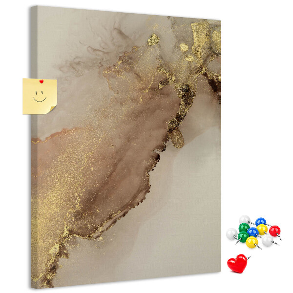 Wall cork memo board Abstract pattern with gold accents