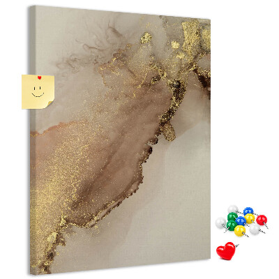 Wall cork memo board Abstract pattern with gold accents