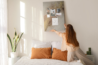 Wall cork memo board Abstract pattern with gold accents