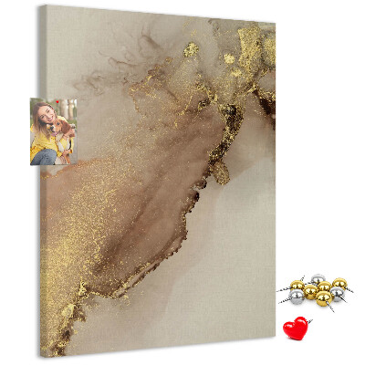 Wall cork memo board Abstract pattern with gold accents