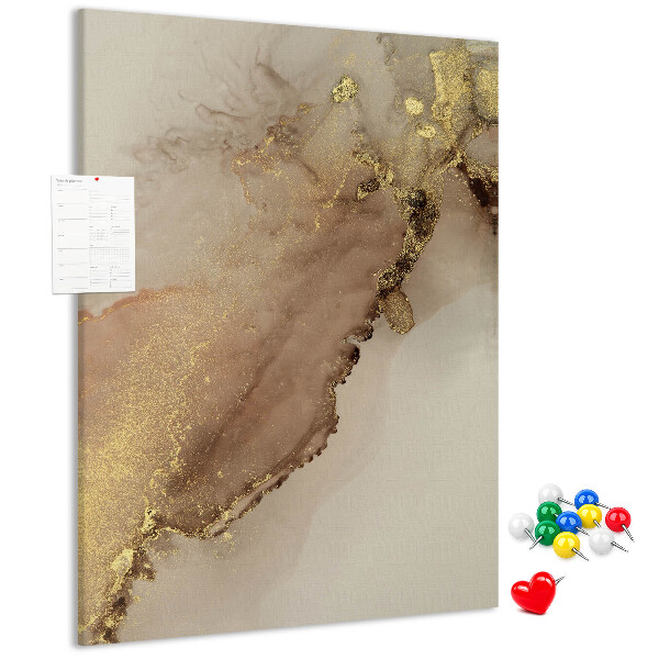 Wall cork memo board Abstract pattern with gold accents