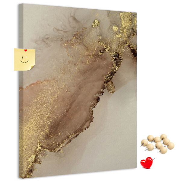 Wall cork memo board Abstract pattern with gold accents