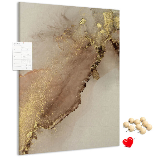 Wall cork memo board Abstract pattern with gold accents