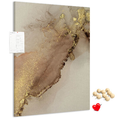 Wall cork memo board Abstract pattern with gold accents