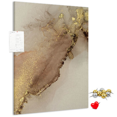 Wall cork memo board Abstract pattern with gold accents