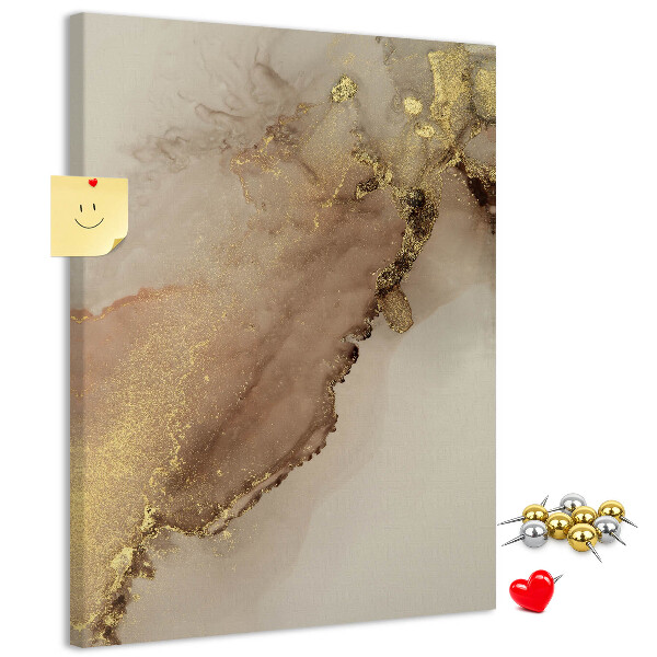 Wall cork memo board Abstract pattern with gold accents