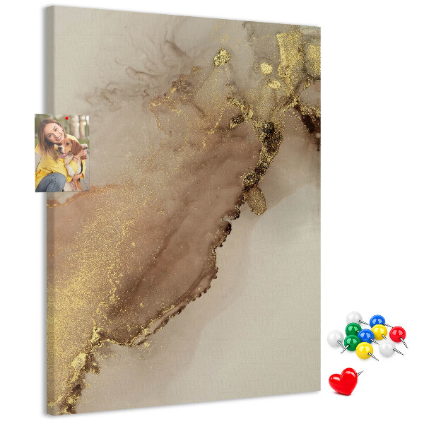 Wall cork memo board Abstract pattern with gold accents