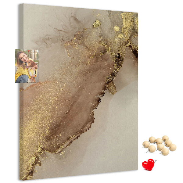 Wall cork memo board Abstract pattern with gold accents