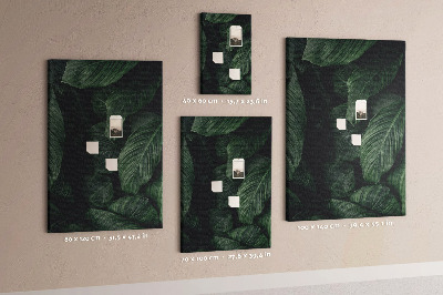 Memo cork board Green leaves in a dark background