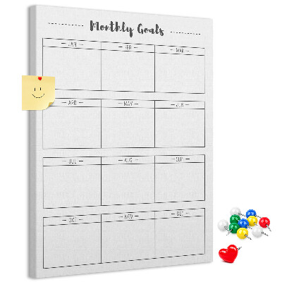 Cork notice board Monthly Goal Planner for Organization