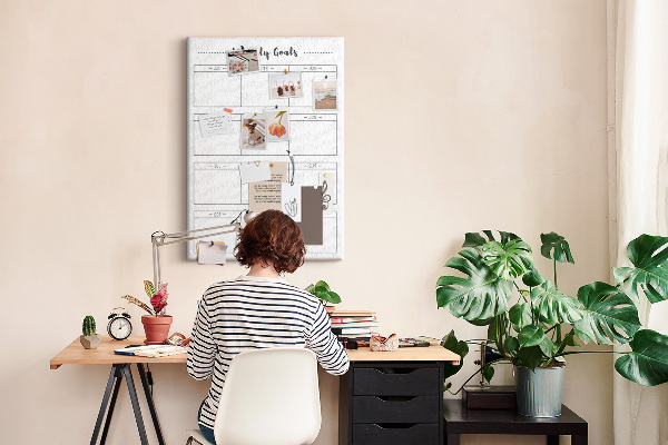 Cork notice board Monthly Goal Planner for Organization