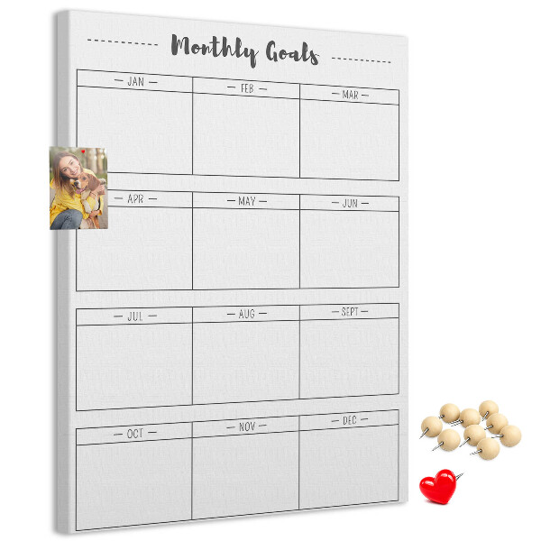 Cork notice board Monthly Goal Planner for Organization
