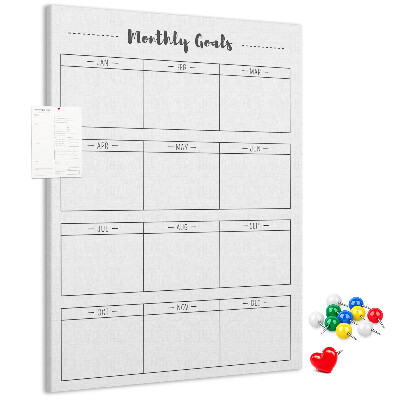 Cork notice board Monthly Goal Planner for Organization