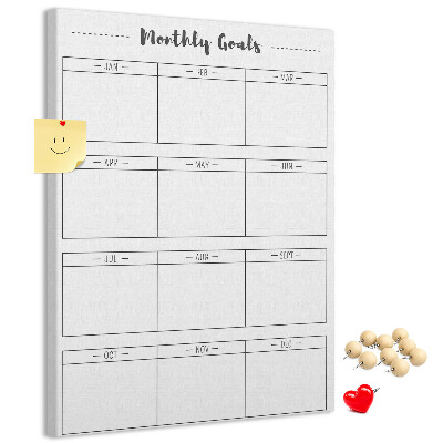 Cork notice board Monthly Goal Planner for Organization