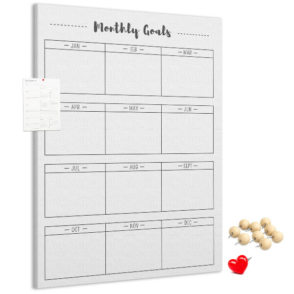 Cork notice board Monthly Goal Planner for Organization