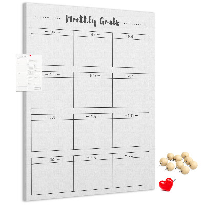 Cork notice board Monthly Goal Planner for Organization