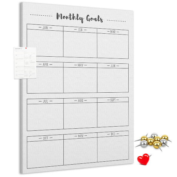 Cork notice board Monthly Goal Planner for Organization