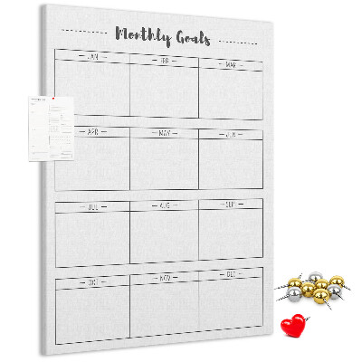 Cork notice board Monthly Goal Planner for Organization