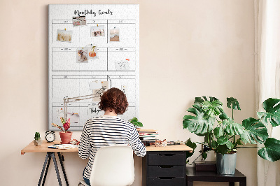 Cork notice board Monthly Goal Planner for Organization