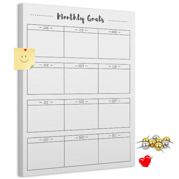Cork notice board Monthly Goal Planner for Organization
