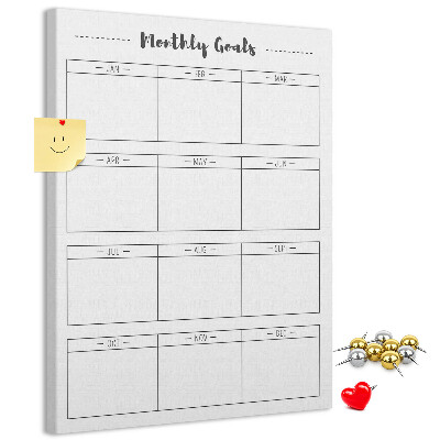 Cork notice board Monthly Goal Planner for Organization