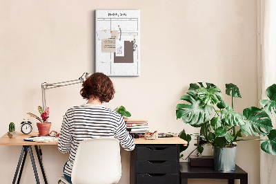 Cork notice board Monthly Goal Planner for Organization