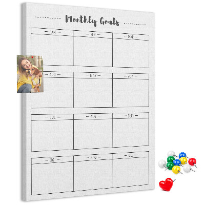 Cork notice board Monthly Goal Planner for Organization