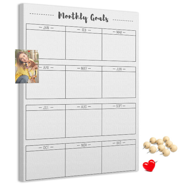 Cork notice board Monthly Goal Planner for Organization