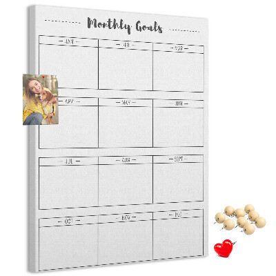 Cork notice board Monthly Goal Planner for Organization
