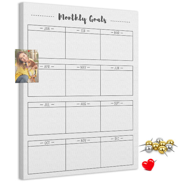 Cork notice board Monthly Goal Planner for Organization