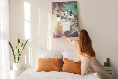 Pin board Tropical palm leaves in the setting sun