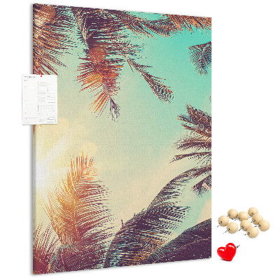 Pin board Tropical palm leaves in the setting sun