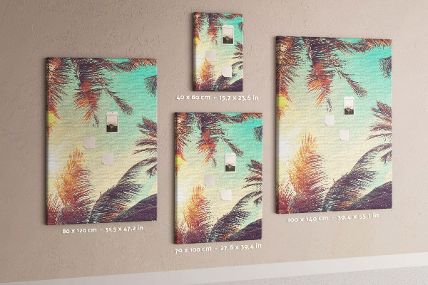 Pin board Tropical palm leaves in the setting sun