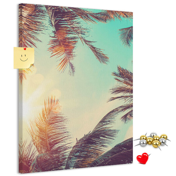 Pin board Tropical palm leaves in the setting sun