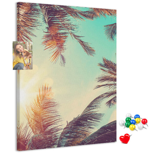 Pin board Tropical palm leaves in the setting sun