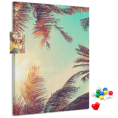 Pin board Tropical palm leaves in the setting sun