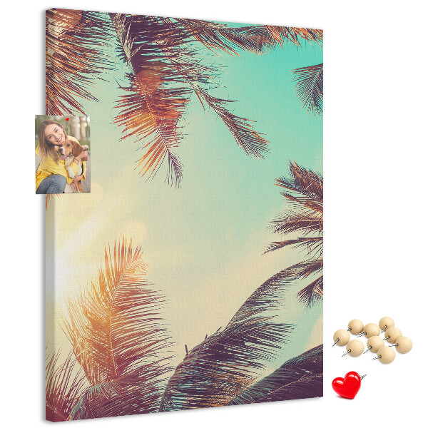 Pin board Tropical palm leaves in the setting sun