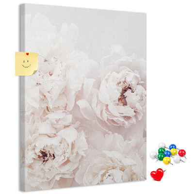 Wall cork memo board Delicate peonies in light shades