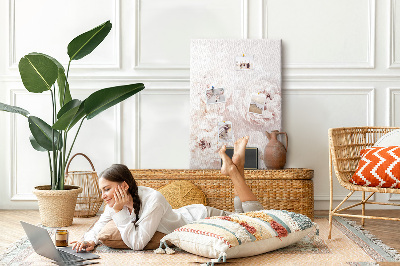 Wall cork memo board Delicate peonies in light shades