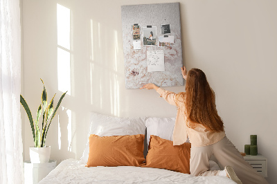Wall cork memo board Delicate peonies in light shades