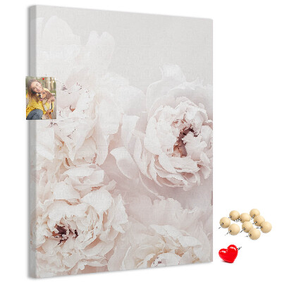 Wall cork memo board Delicate peonies in light shades