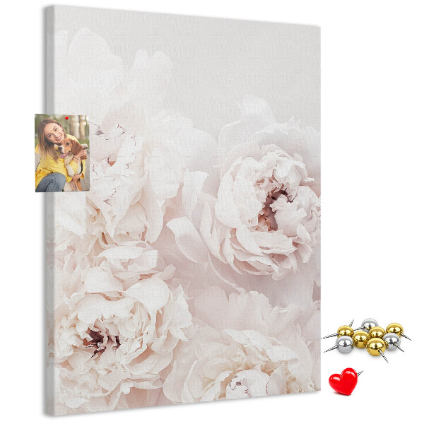 Wall cork memo board Delicate peonies in light shades