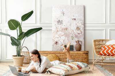 Wall cork memo board Delicate peonies in light shades