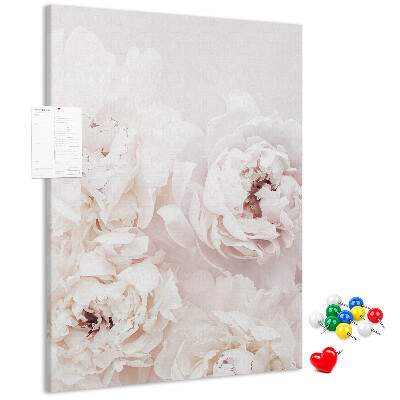 Wall cork memo board Delicate peonies in light shades