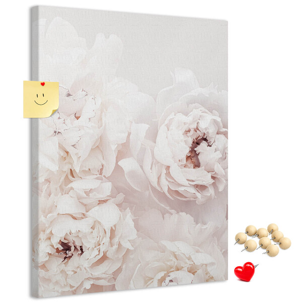 Wall cork memo board Delicate peonies in light shades