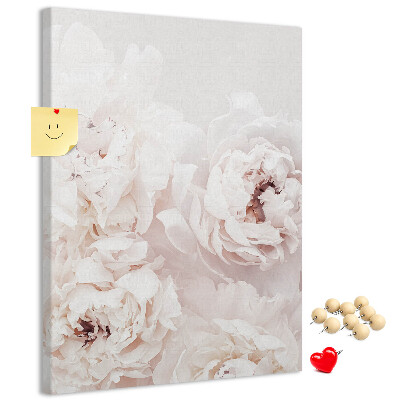 Wall cork memo board Delicate peonies in light shades