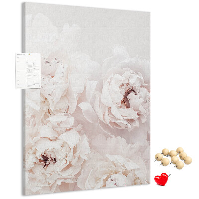 Wall cork memo board Delicate peonies in light shades