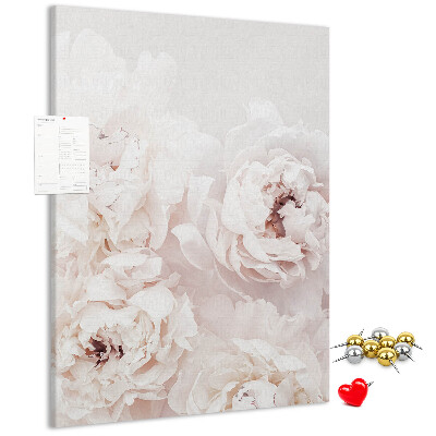 Wall cork memo board Delicate peonies in light shades