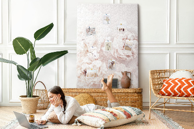 Wall cork memo board Delicate peonies in light shades